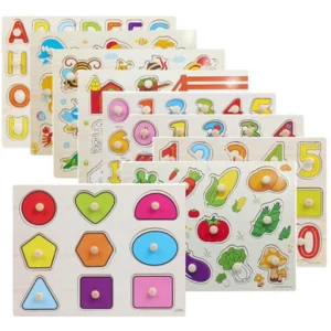 Wooden Puzzle Baby Kids Toddler Jigsaw Alphabet Letters Animal Learning Toy Gift