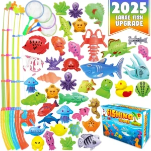 Magnetic Fishing Toys Game Set for Kids | Water Table Bathtub Pool with Rod & Fi