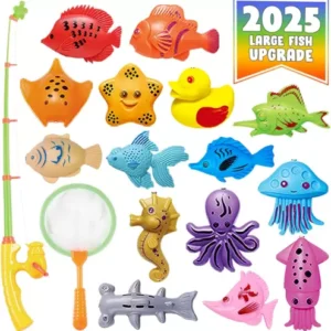 Kids Fishing Bath Toys Game | Magnetic Floating Toy Pole Rod Net for Ages 3-6